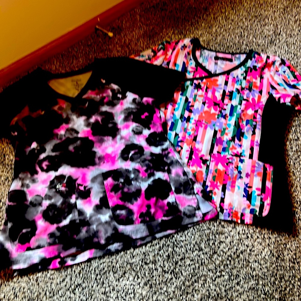 Printed scrub tops